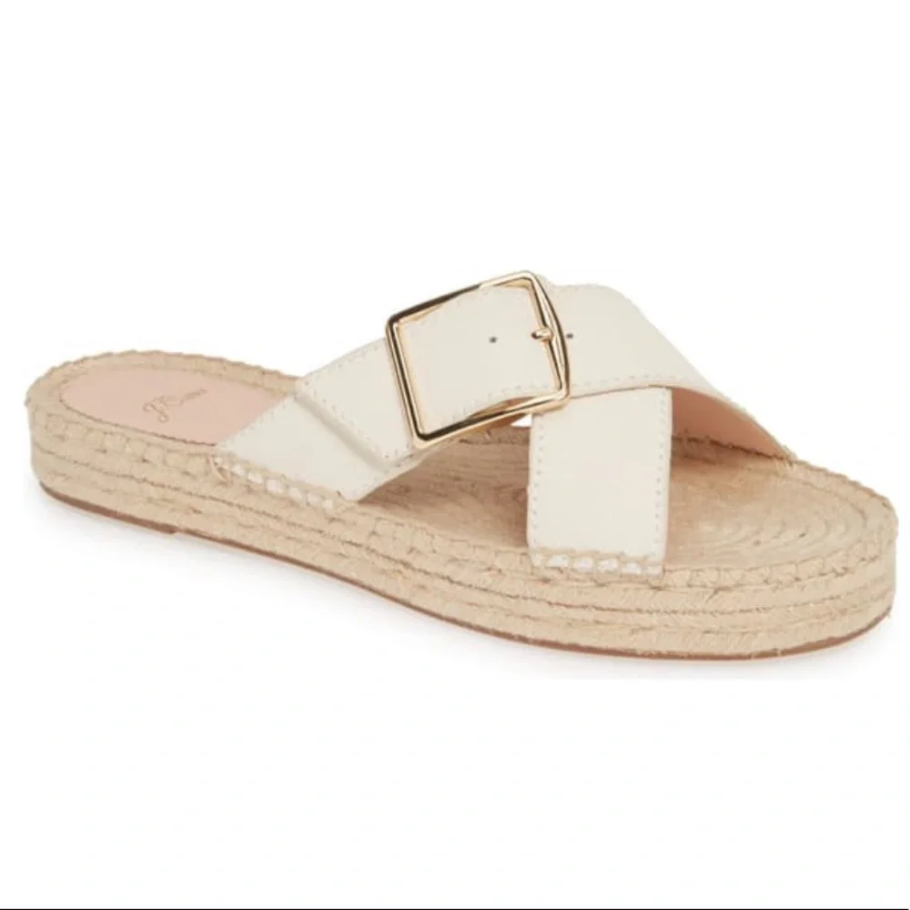 J Crew Thick Cross-Strap Leather Espadrilles